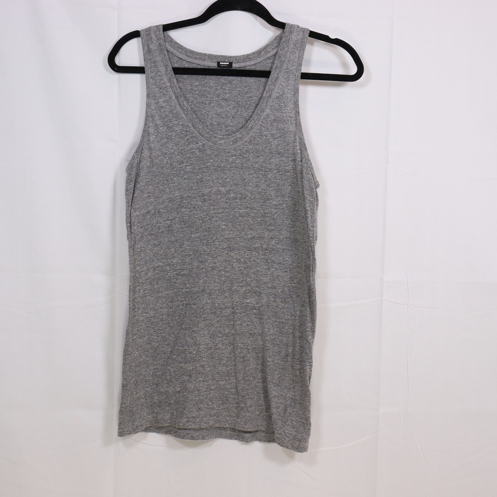 Monrow Tank Top L Gray Womens V-Neck Heathered Casual Sleeveless Shirt